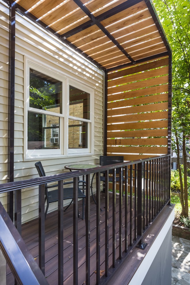 Deck - small transitional backyard deck idea in DC Metro with a pergola