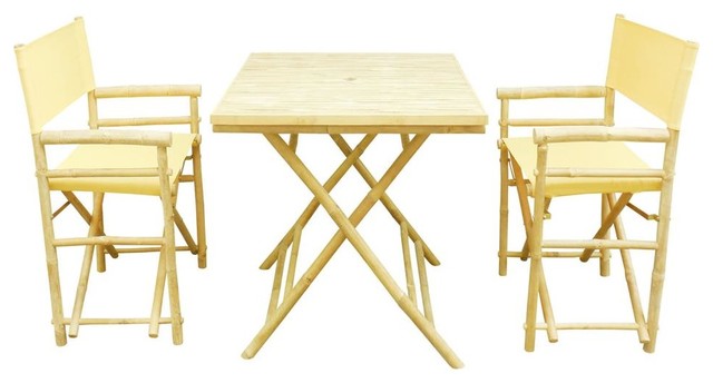 3 Pc Bistro Set With Yellow Upholstery Beach Style Outdoor Pub 3 Pc Bistro Set With Yellow Upholstery Beach Style Outdoor Pub And Sets By Ladder