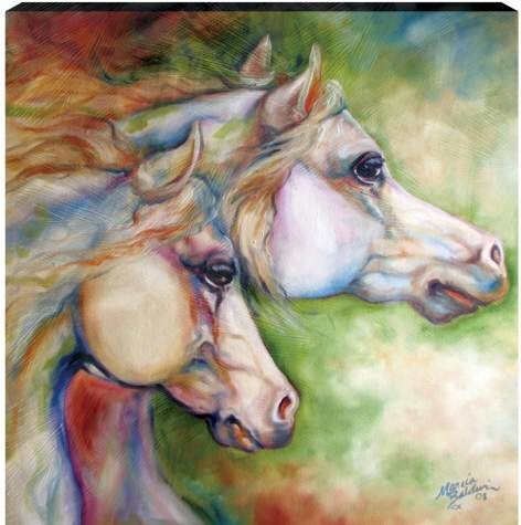 15 x 15 Inch Multi-Colored Two Gentle Spirit Horse Wall Art Canvas