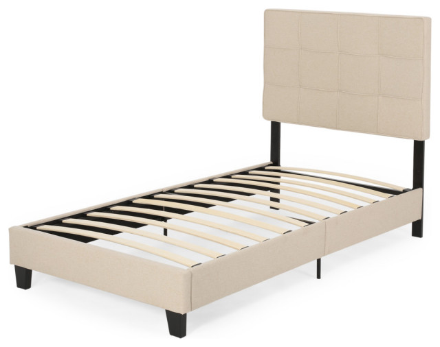 Eveleth Contemporary Upholstered King/Twin Bed Platform, Twin