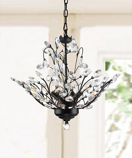 Holly 4 Light Antique Copper Crystal Leaves Chandelier