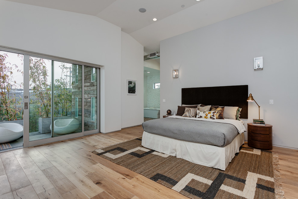 Photo of a mid-sized contemporary bedroom in Los Angeles.