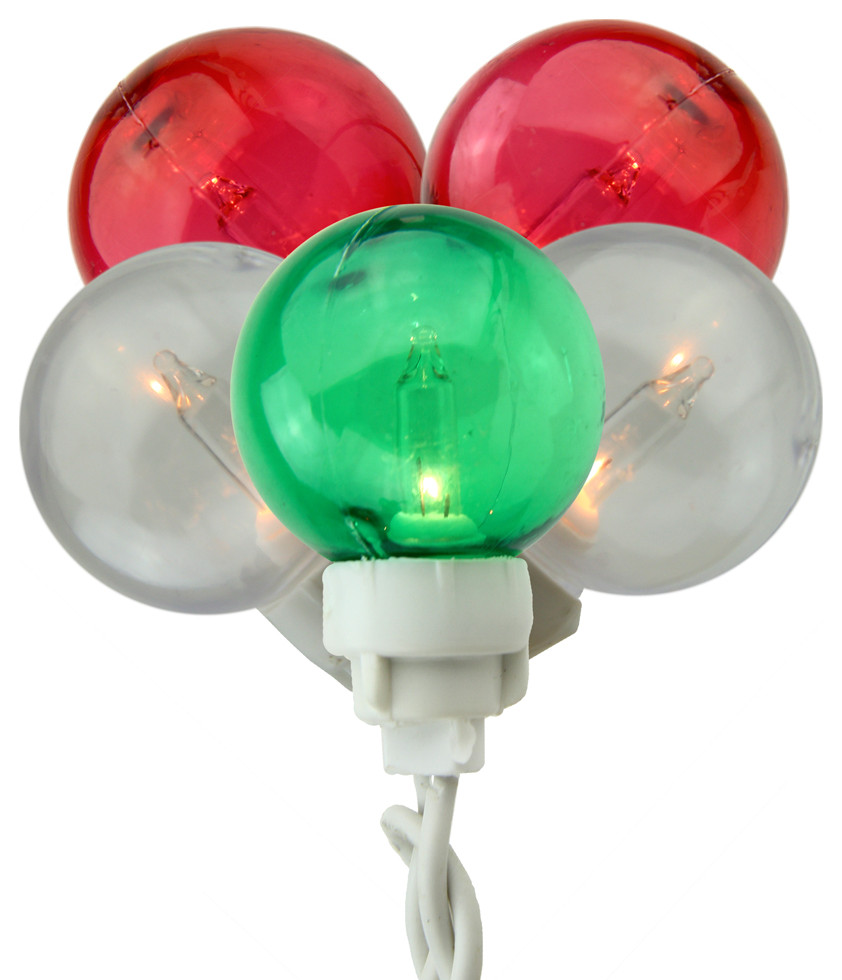 G30 Globe Icicle Christmas Lights, White Wire, 100Piece Set Modern