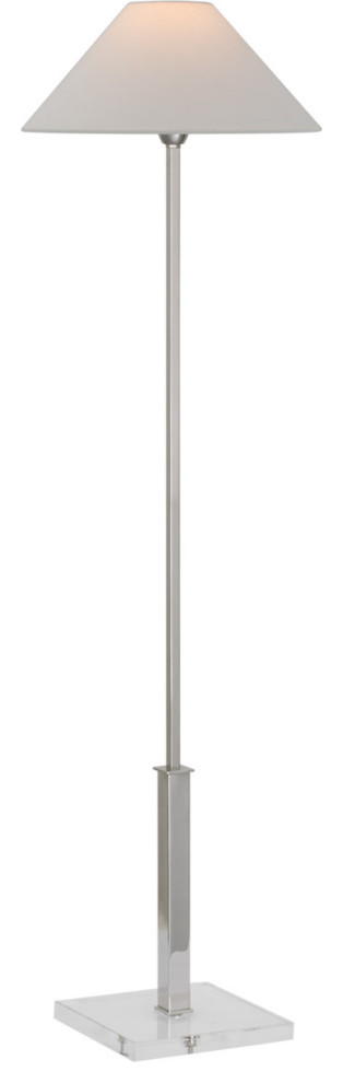 Asher Floor Lamp, 1-Light, Polished Nickel, Crystal, Linen Shade, 55"H