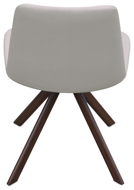 Eiffel Sword Dining Chair, Walnut Veneer Steel Base, Light Gray Leatherette