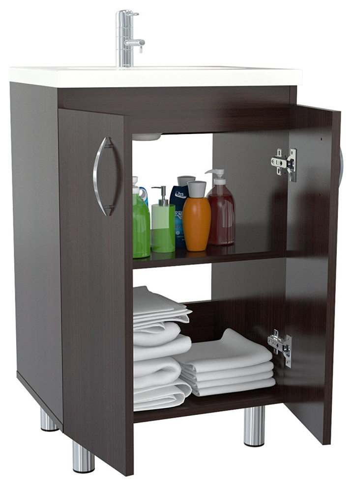 HomeRoots Modern Espresso Color Vanity and Sink Contemporary