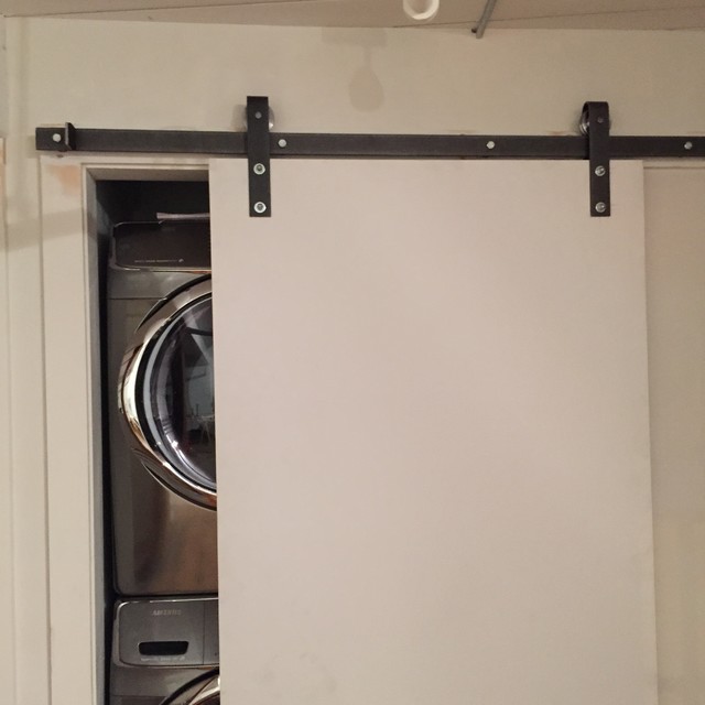 Laundry Closet With Barn Industrial Sliding Doors Hinges