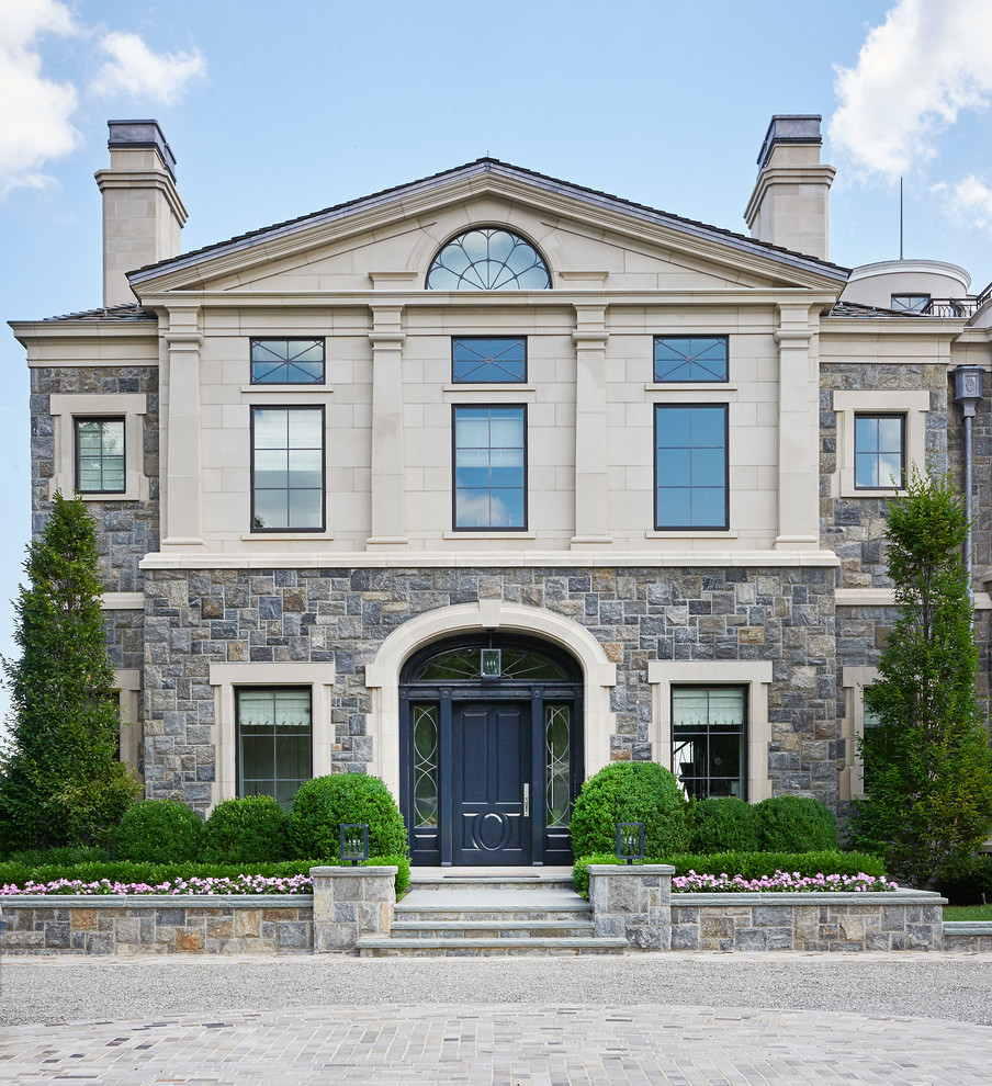 This is an example of a traditional two-storey white house exterior in New York.