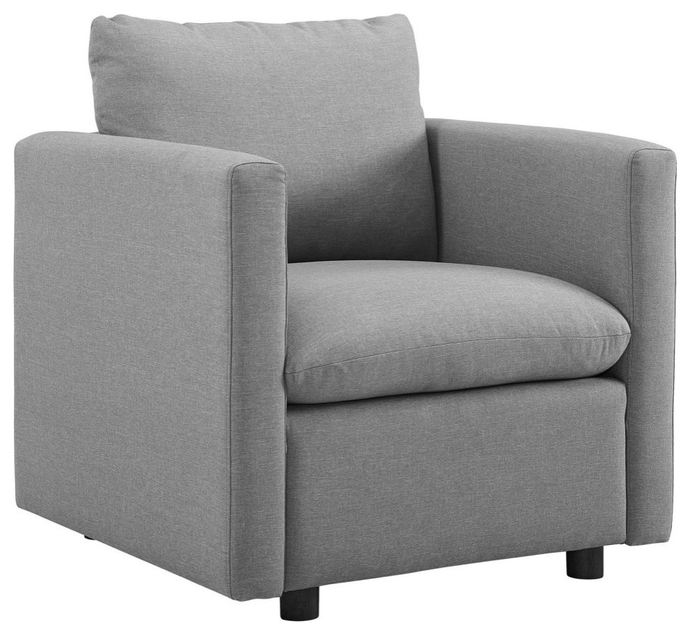 Rowan Light Gray Upholstered Fabric Armchair Transitional Armchairs