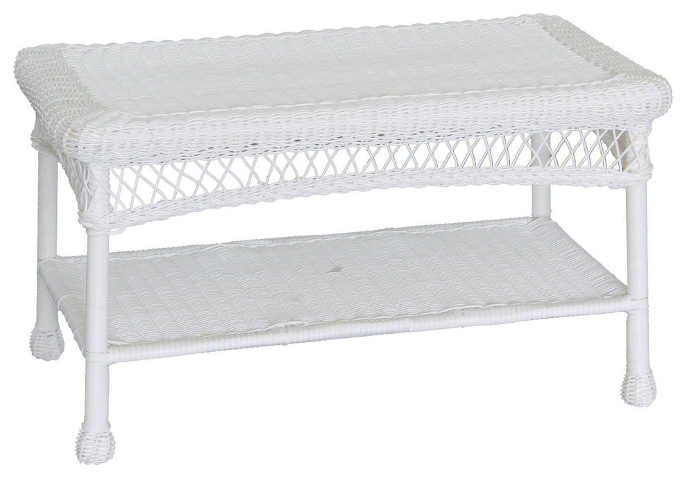 White Wicker Patio Coffee Table