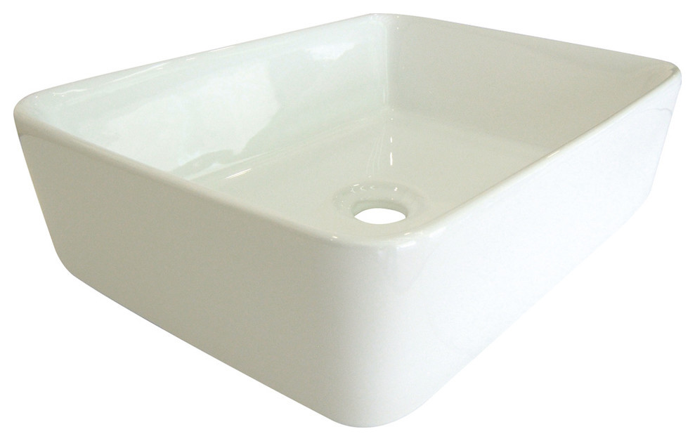White China Vessel Bathroom Sink without Overflow Hole Contemporary