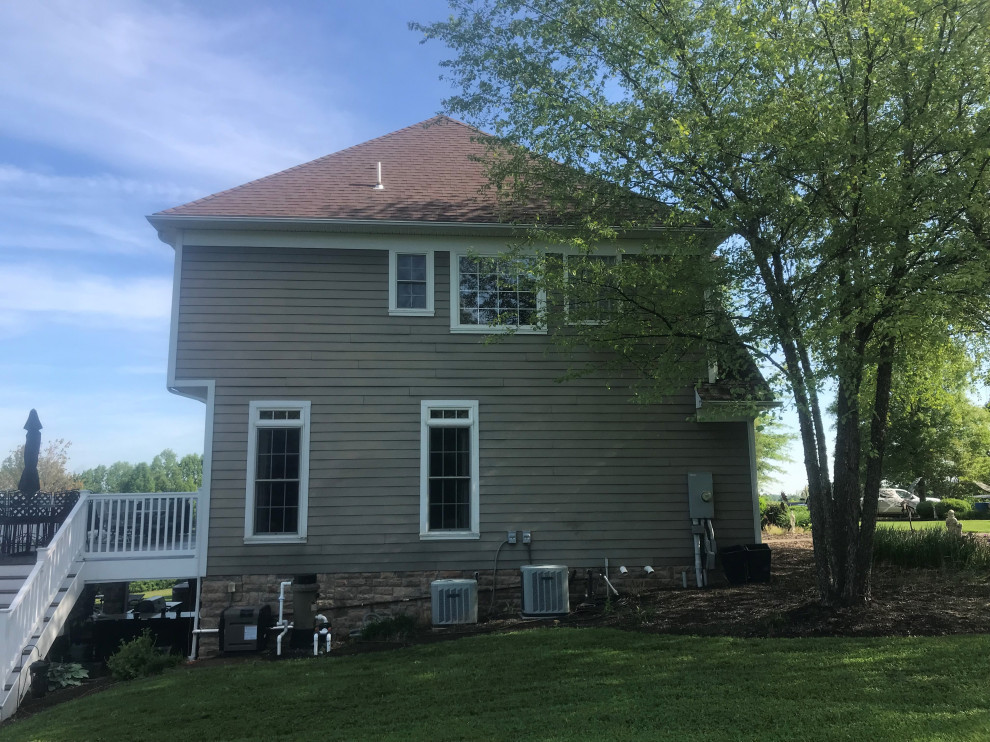 Exterior Stone Work, New Deck Roof, Stained Pine Deck Ceiling, New Deck