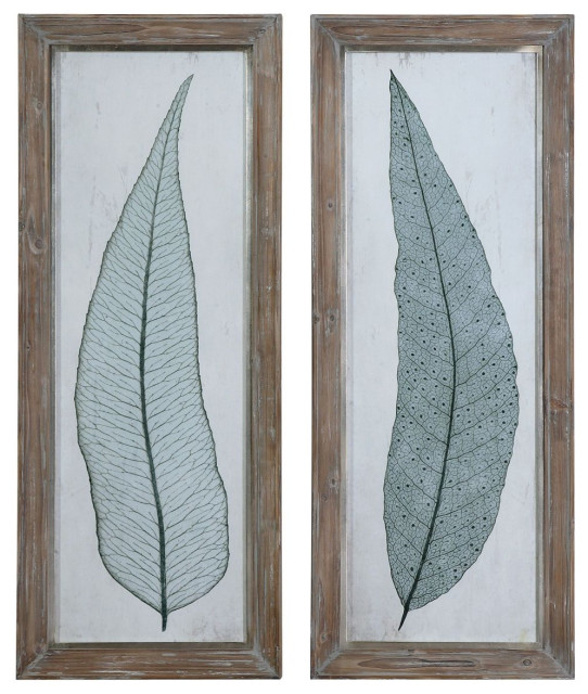 Uttermost Tall Leaves Framed Art Set of 2 Tropical Prints And