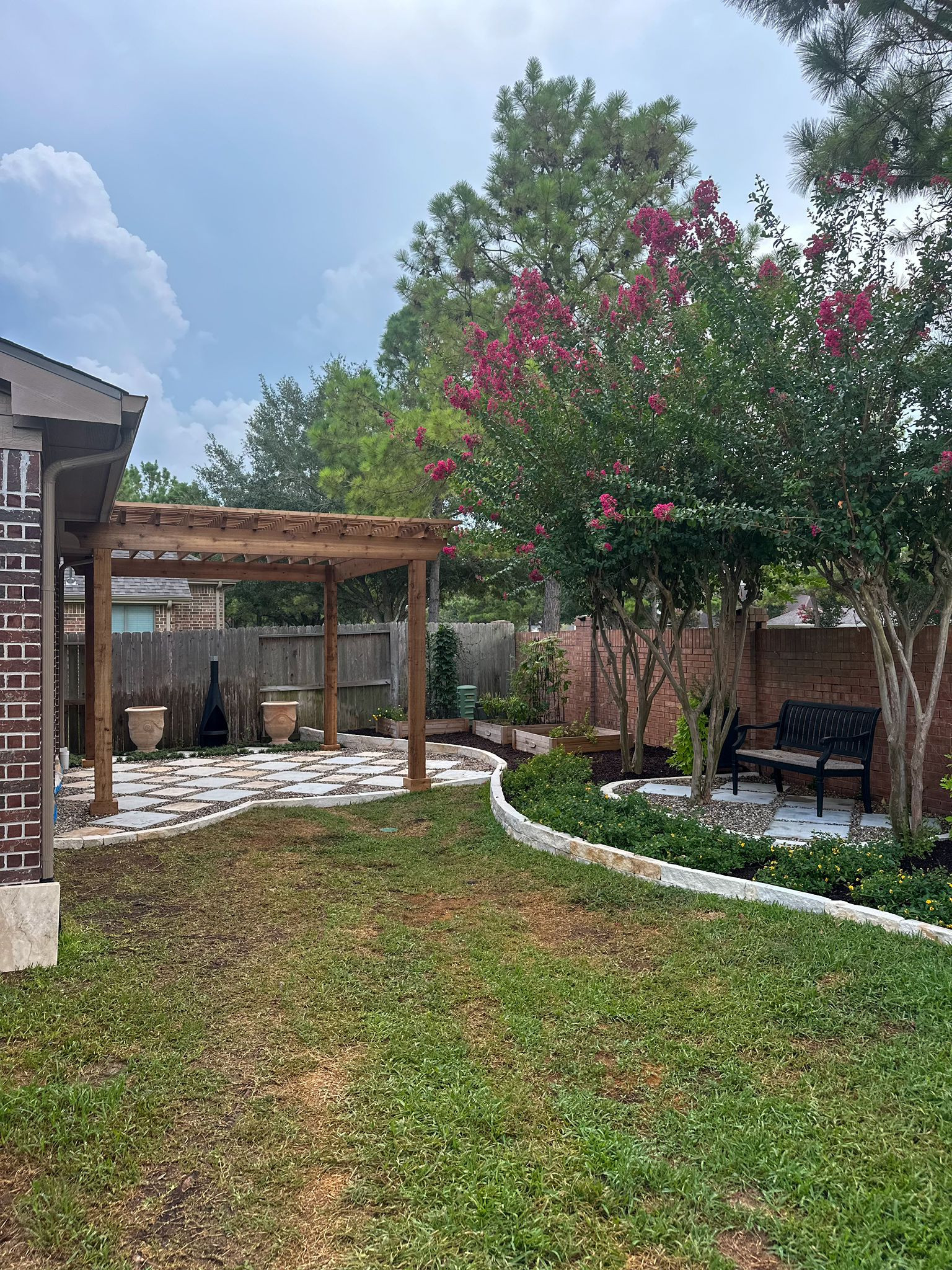 Backyard transformation with Pergola in Cinco Ranch!