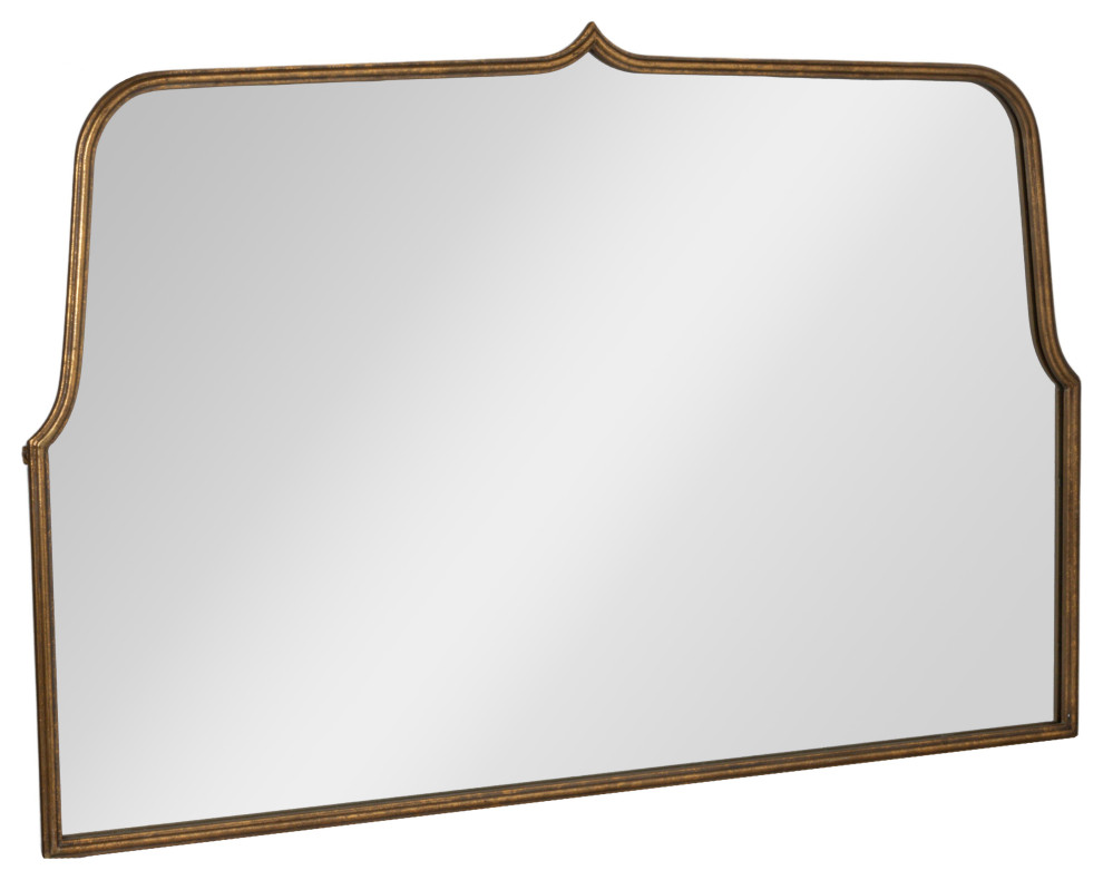 Arched Distress Metal Framed Wall Mirror, Gold