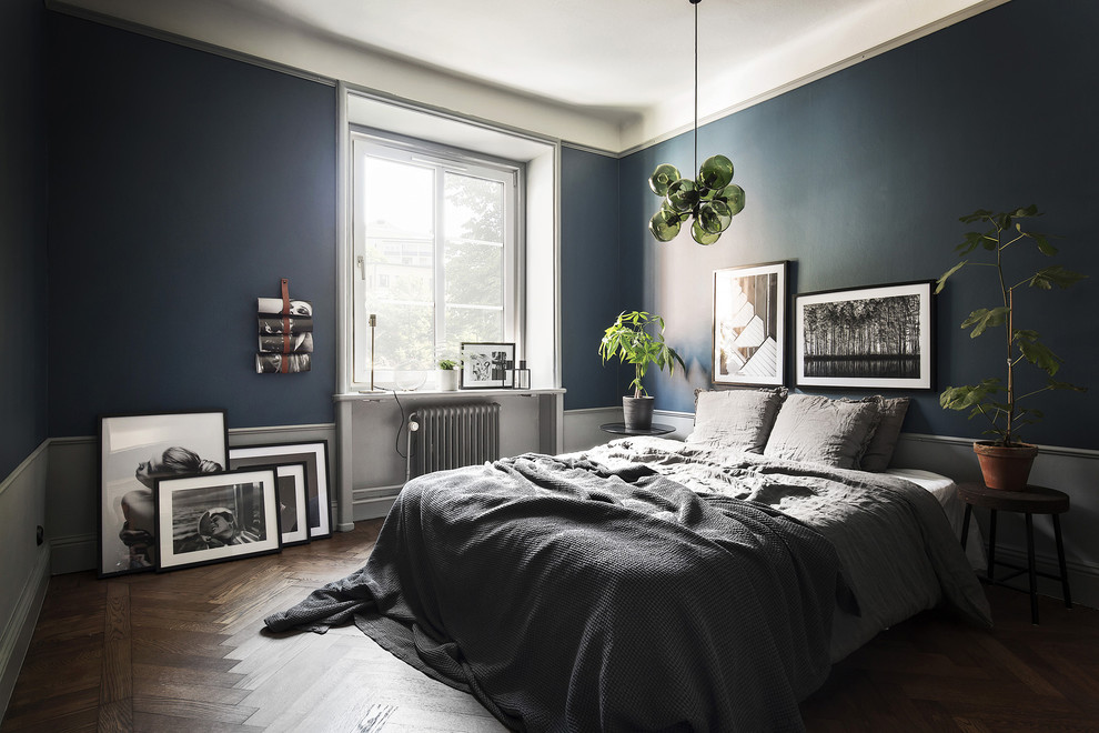 Design ideas for a transitional bedroom in Stockholm.