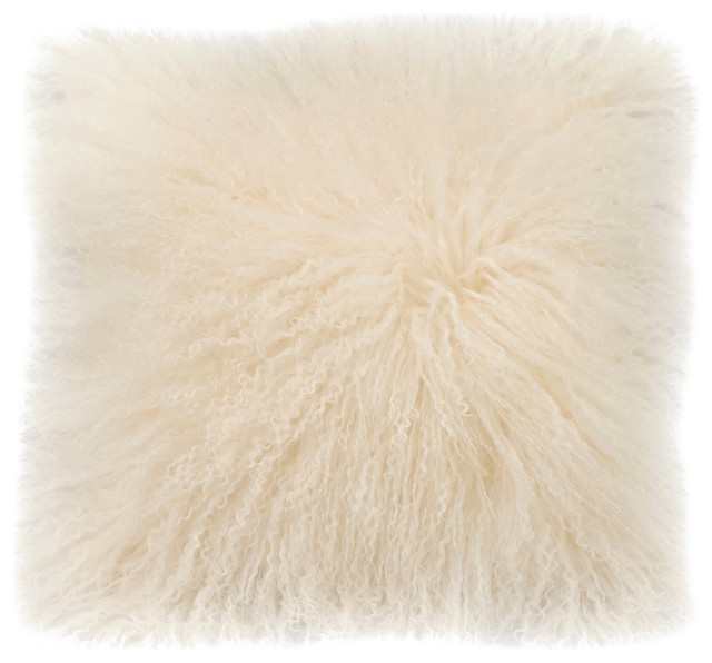 Moe's Lamb Fur Pillow Cream, Cream White