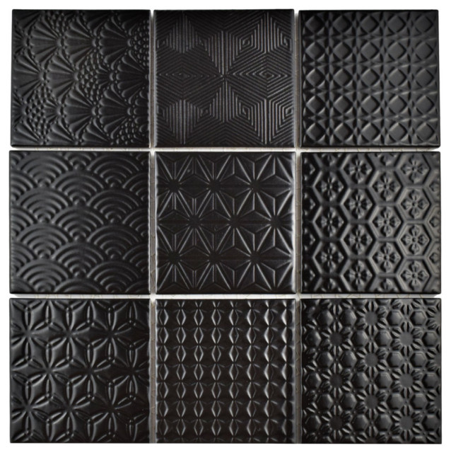 Spirit Porcelain Mosaic Floor and Wall Tile, Black, Sample