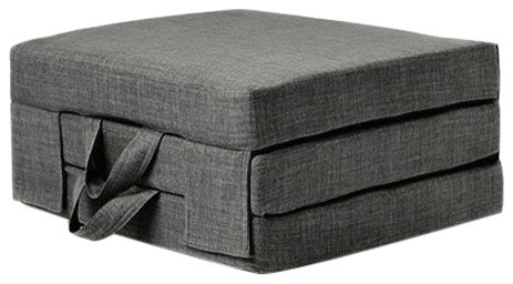 Futon Guest Mattress, Polyester, Carry Handles, Modern Design, Single, Slate