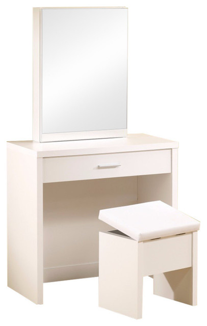 Vanity With Hidden Mirror Storage And Lift Top Stool 2 Piece Set Vanity With Hidden Mirror Storage And Lift Top Stool 2 Piece Set