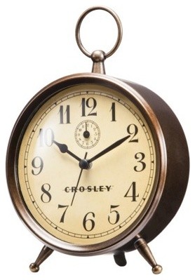 Crosley Analog Clock With Finial, Antique Bronze