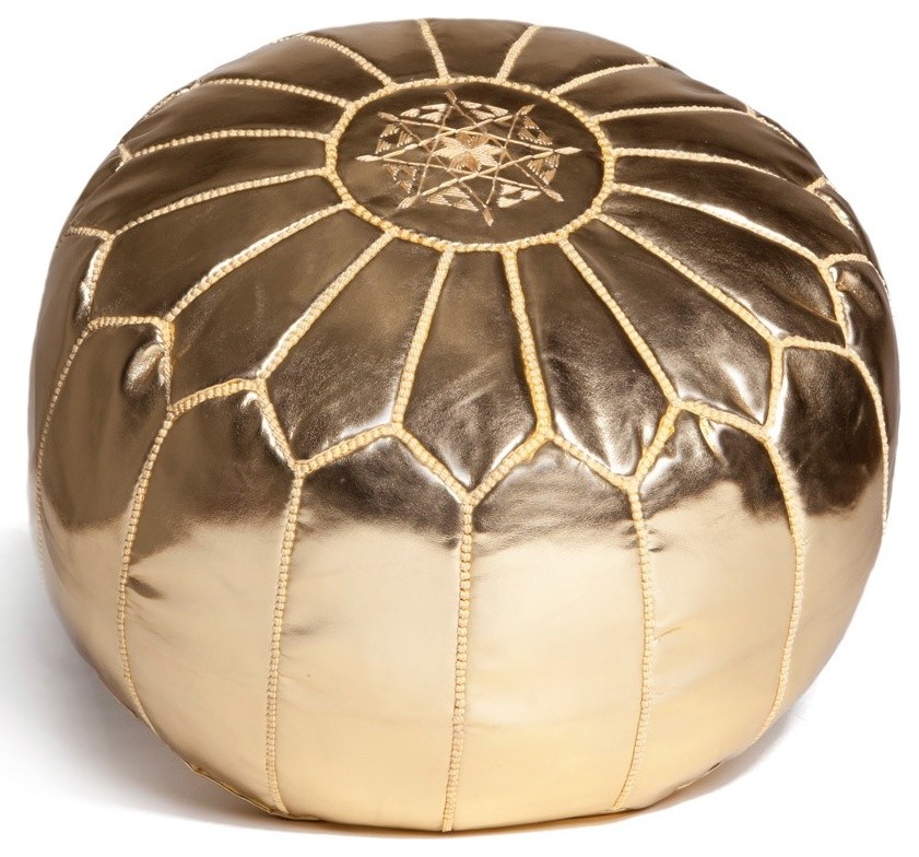 Moroccan Pouf Ottoman Contemporary, Nuloom Classic Moroccan Faux Leather Filled Ottoman Pouf