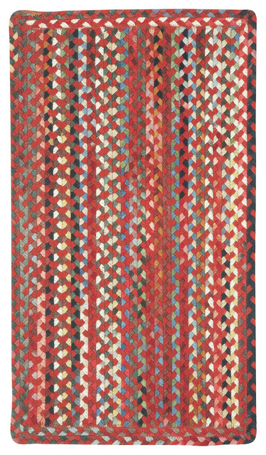 St. Johnsbury Vertical Stripe Braided Rectangle Rug, Medium Red