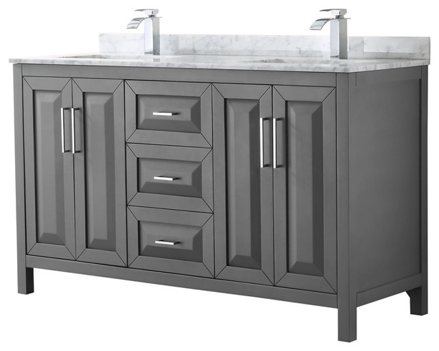 Daria 60 Double Vanity And No Mirror, Mirror For 60 Inch Double Vanity With Sink On Top Of