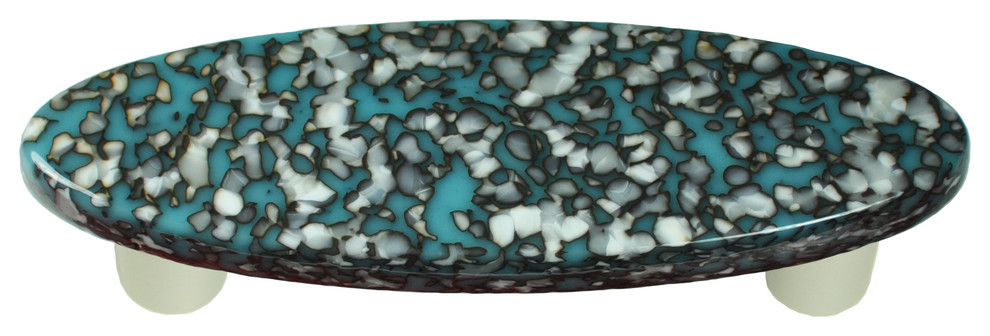 Art Glass Oval Granite Pull, Alum Post, Granite, Turquoise, & Vanilla