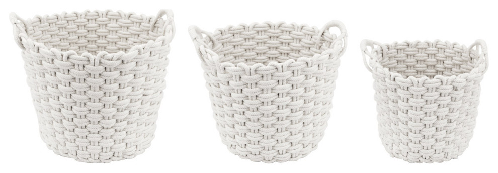 Woven Rope Decorative Basket, White