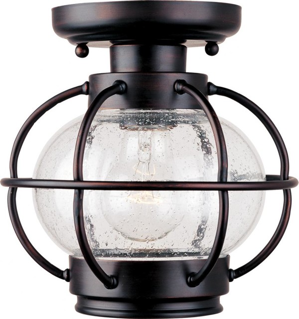 One Light Oil Rubbed Bronze Seedy Glass Outdoor Semi Flush Mount One Light Oil Rubbed Bronze Seedy Glass Outdoor Semi Flush Mount