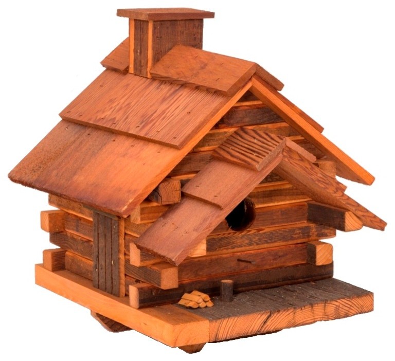 Conestoga Log Cabin Birdhouse, Medium, Natural Cedar