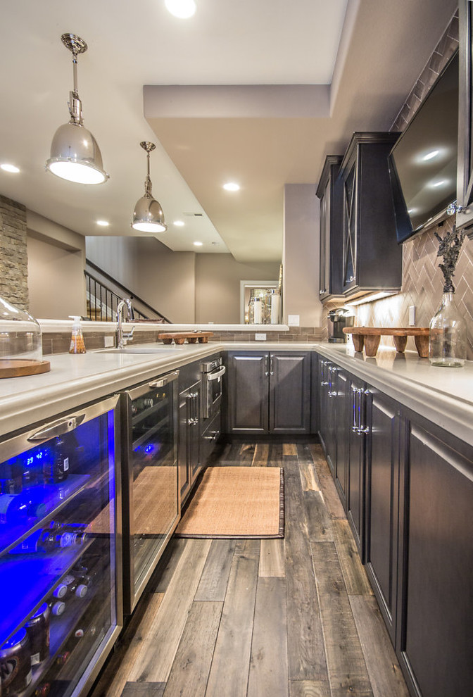 Mountain style basement photo in Denver