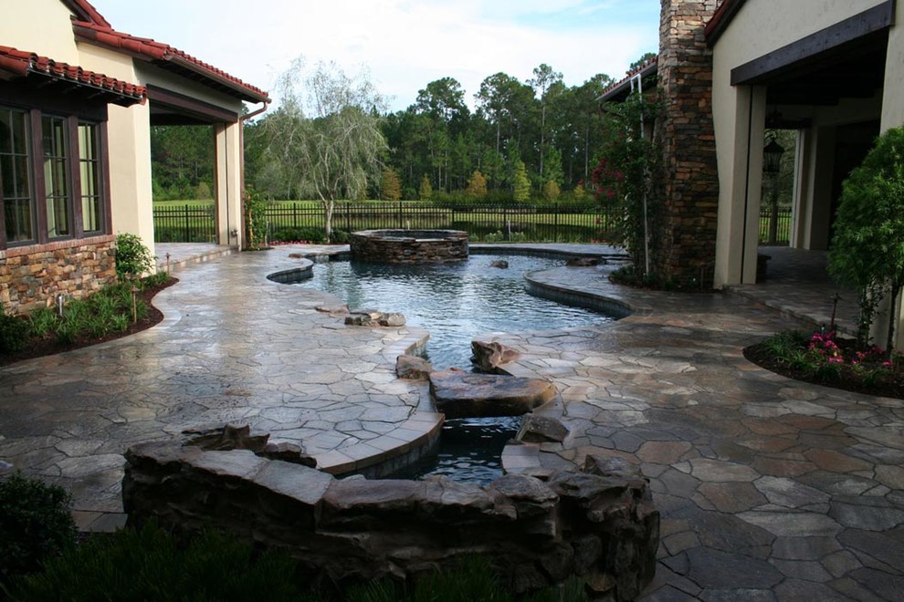 Mountain style pool photo in Orlando