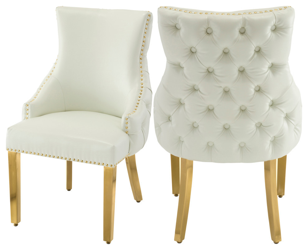 The Sovereign Dining Chair, Set of 2, White Vegan Leather