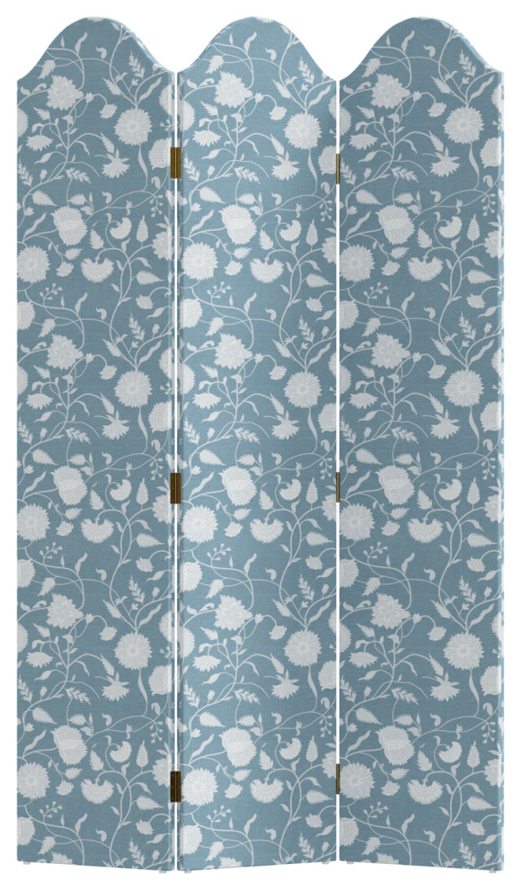 Screen, Dahlia Icy Blue Traditional Screens And Room Dividers by
