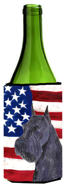 USA American Flag with Schnauzer Wine Bottle Beverage Insulator Beverage Insula