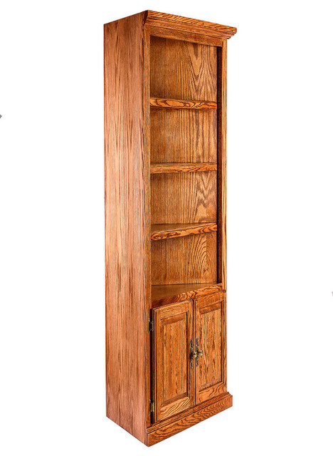 Traditional Oak Corner Bookcase Lower Doors Traditional