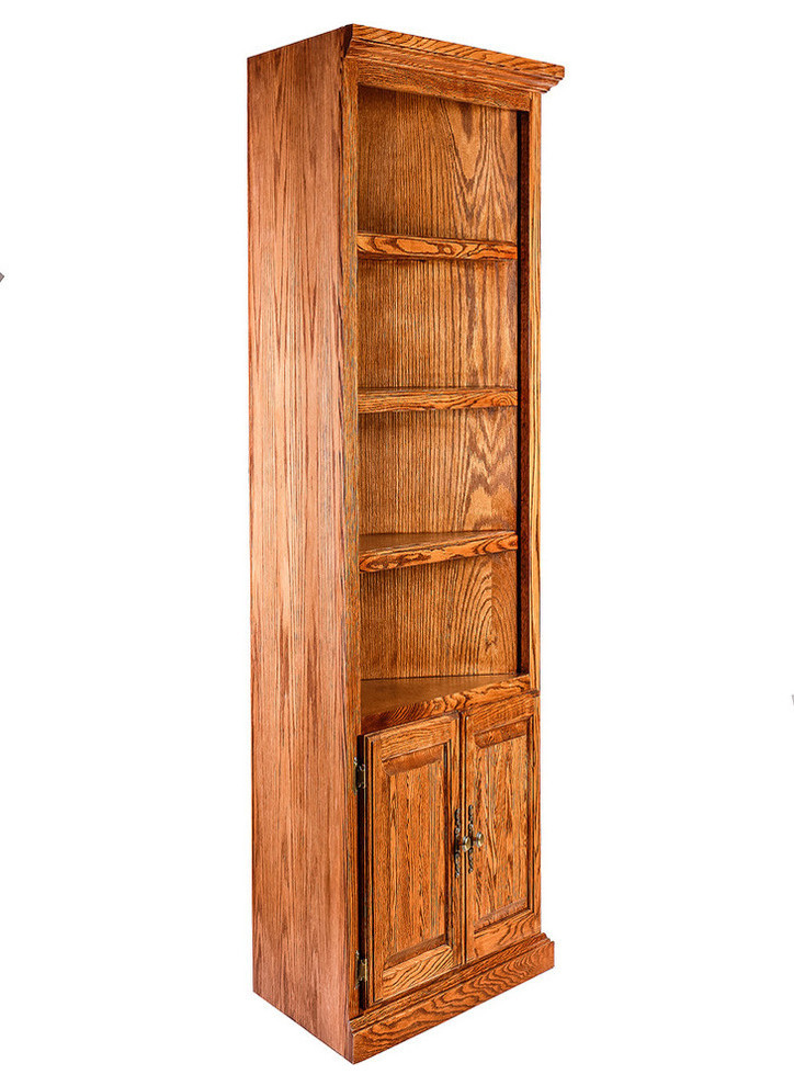 Traditional Oak Corner Bookcase, Lower Doors Traditional Bookcases by Oak Arizona Houzz