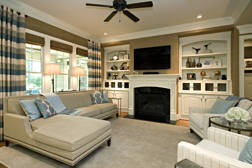 Inspiration for a traditional family room in Raleigh.