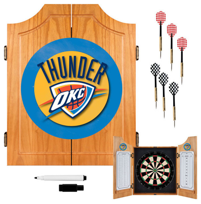 Oklahoma City Thunder NBA Wood Dart Cabinet Set