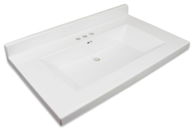 Transolid Calle Single Bowl Vanity Top for Single Hole Faucet, 31"x22"