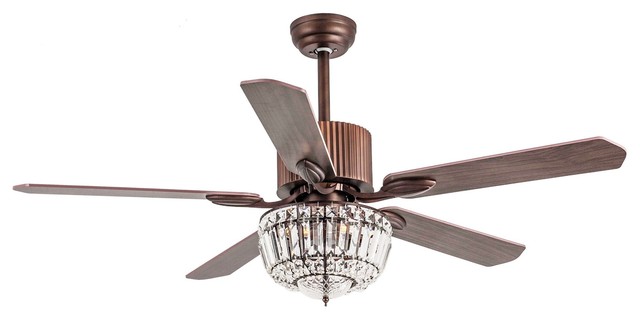 Rustic 52 Crystal Ceiling Fan With 3 Light 5 Blades Bronze Rustic 52 Crystal Ceiling Fan With 3