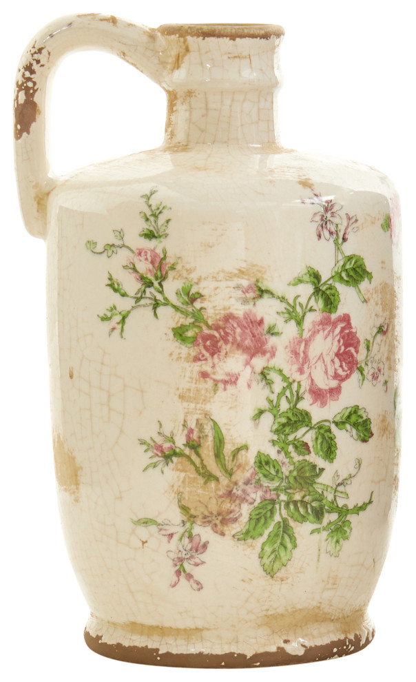 10" Tuscan Ceramic Floral Print Pitcher