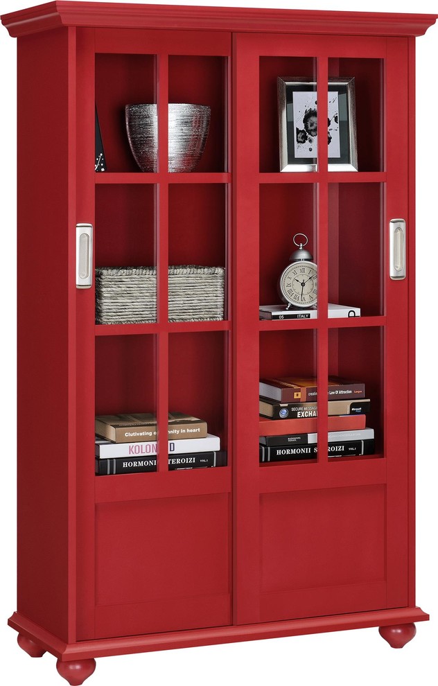 Ashton Oaks Bookcase With Sliding Glass Doors Eclectic Bookcases