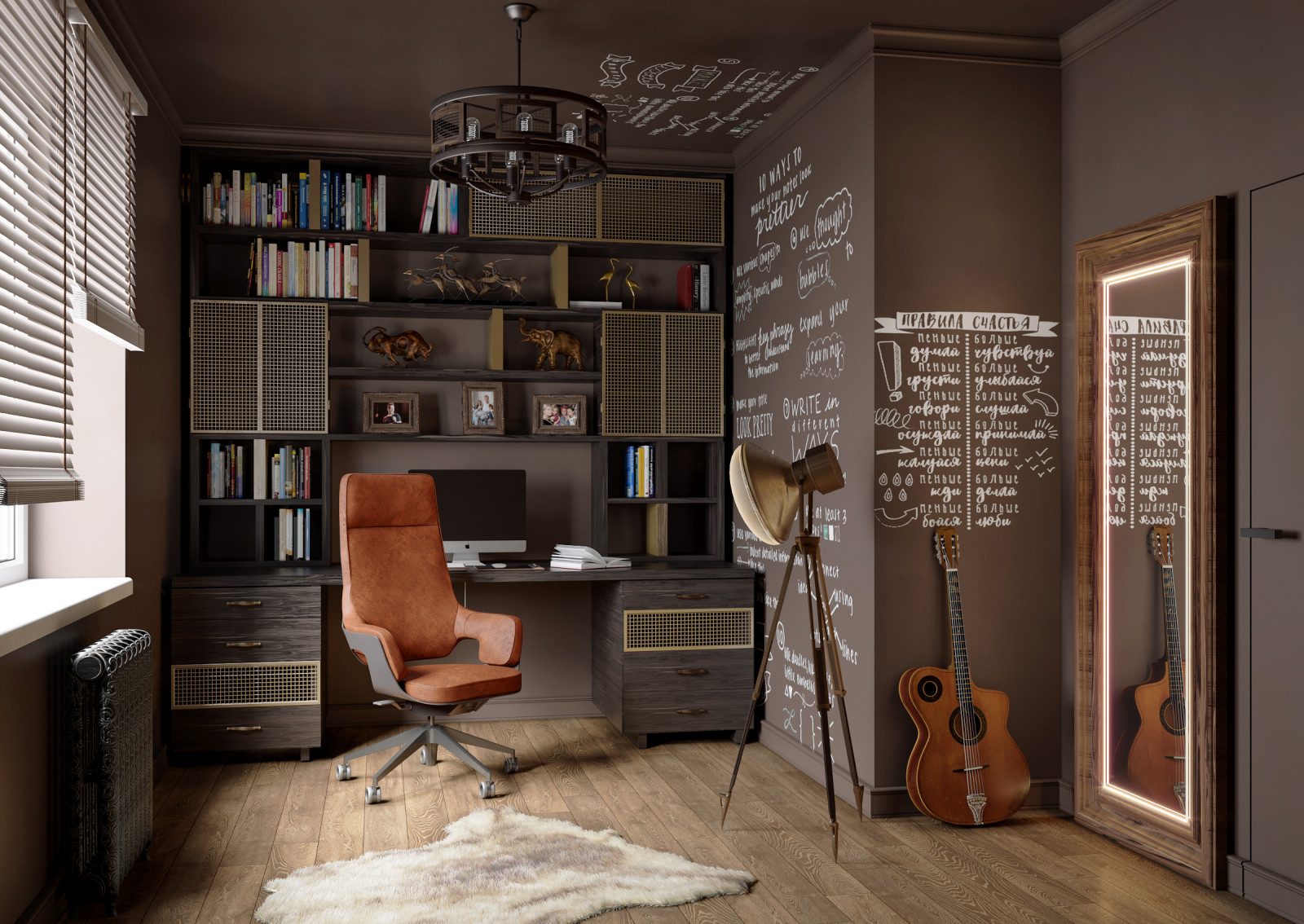 Загородный дом, гостиная и столовая зоны