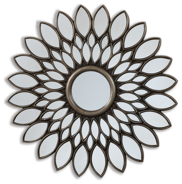 40" Bronze Sunflower Decorative Mirror Transitional Wall Mirrors