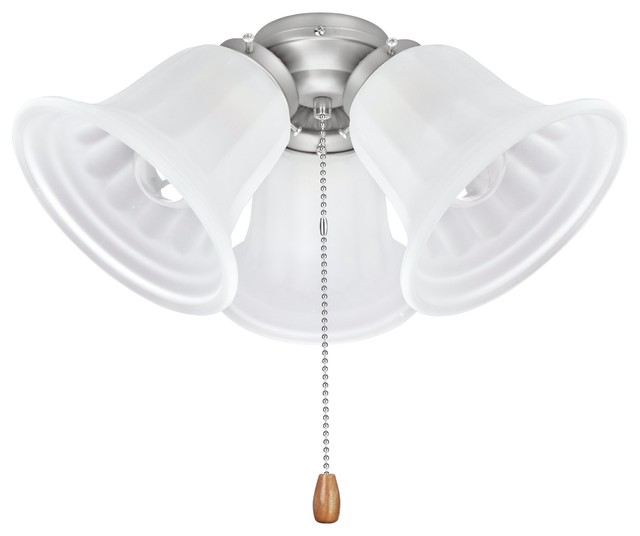 22002 11 3 Light Ceiling Fan Fitter Light Kit With Pull Chain Brushed Nickel