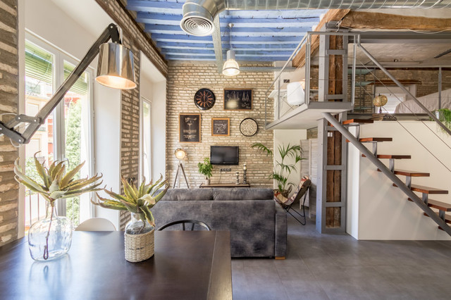 Loft en Granada industriell-vardagsrum