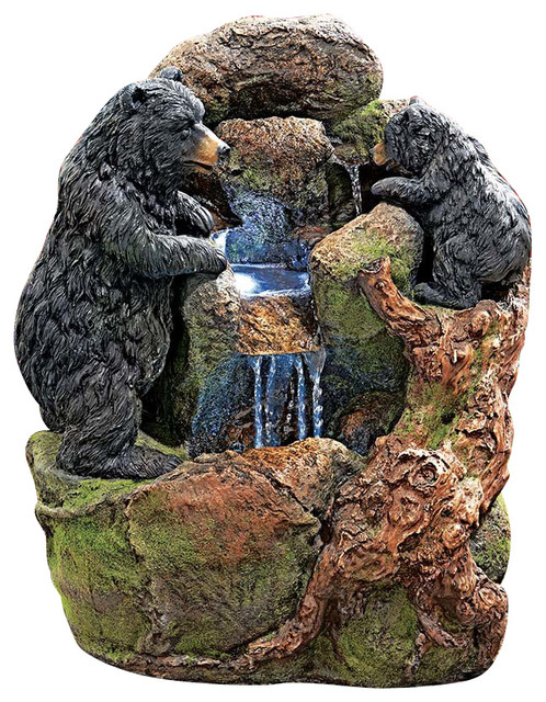 Grizzly Gulch Black Bear Sculptural Fountain Rustic Outdoor Grizzly Gulch Black Bear Sculptural